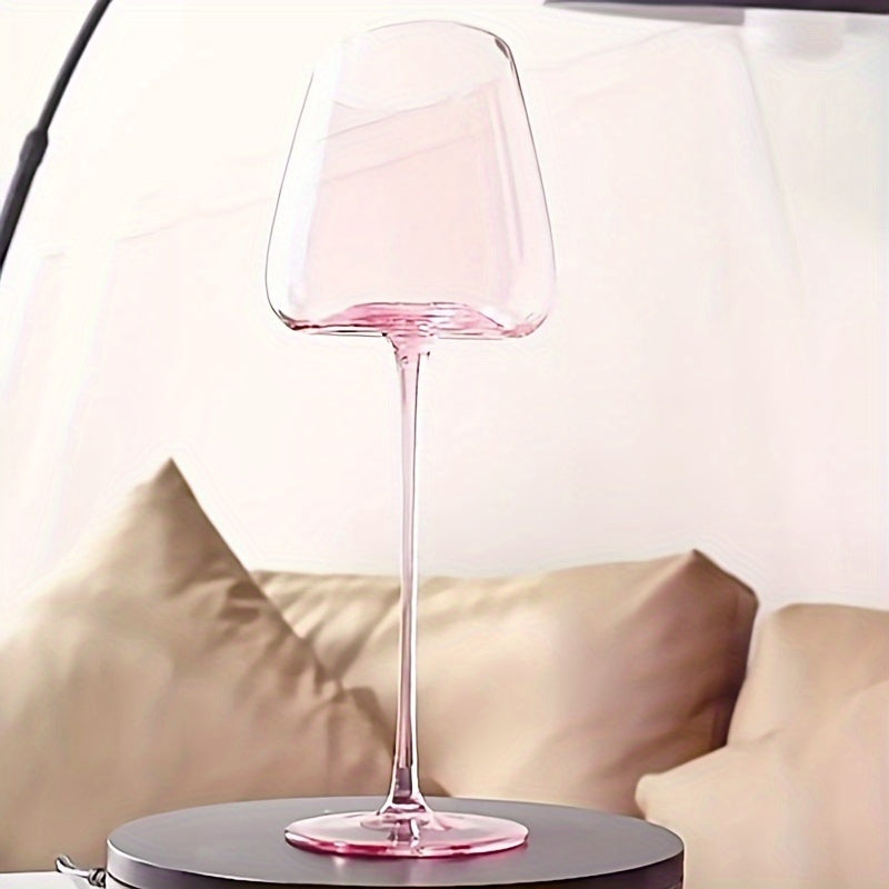 2pcs Pink Flamingo Crystal Wine Glasses - Elegant Slanted Mouth